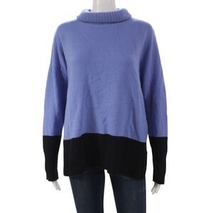 Hobbs Womens Turtleneck Pullover Merino Wool Blue Long Sleeve Size M